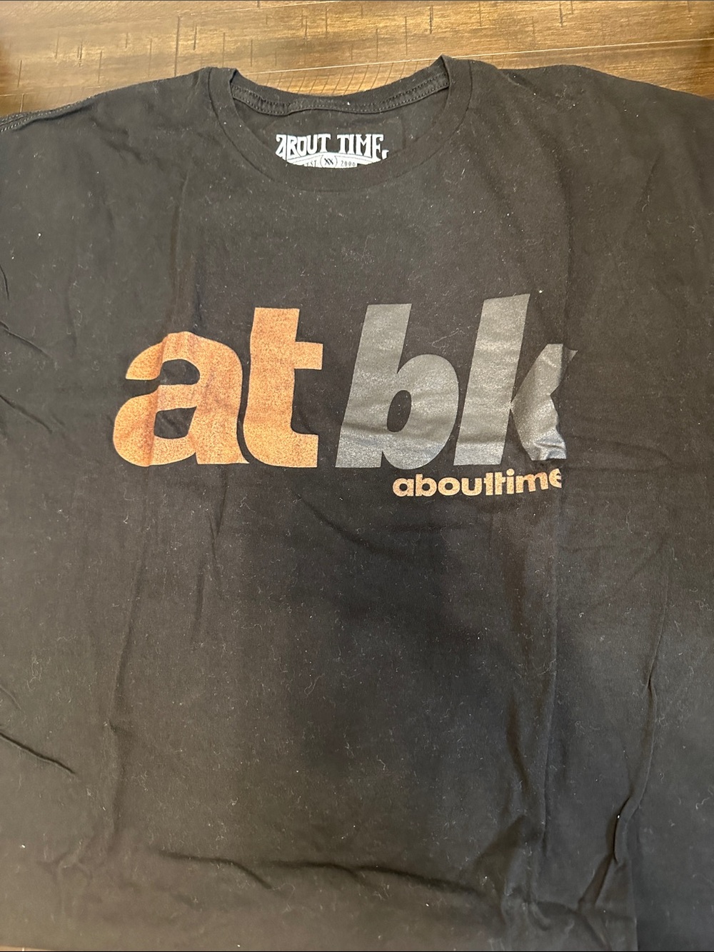 about time 'atbk' Graphic Tee - Black and Orange